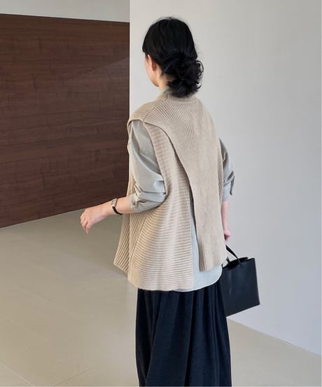 side slit knit vest  / 4color　hm2625