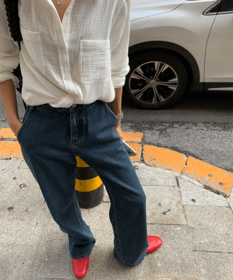 straight denim pants / 2color　hm1172