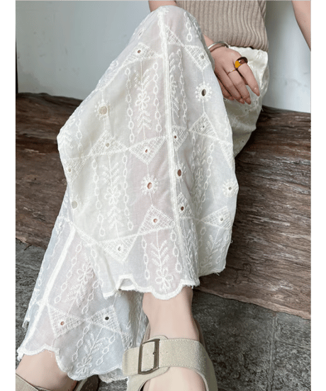 embroidered wide pants / 4color　hm2869
