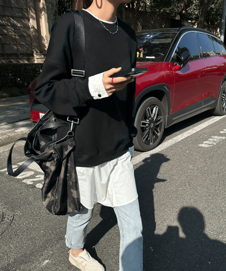 layered-style sweatshirt dress / 2color　hm1246