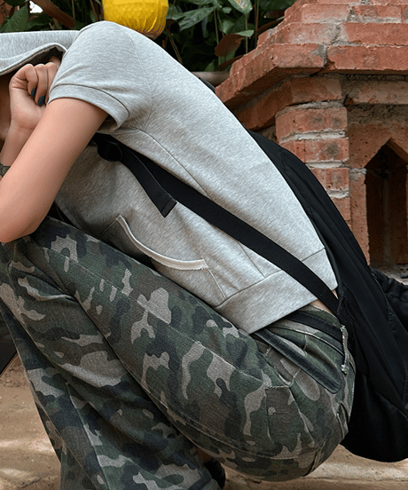 short sleeve hoodie / 2color　hm1455
