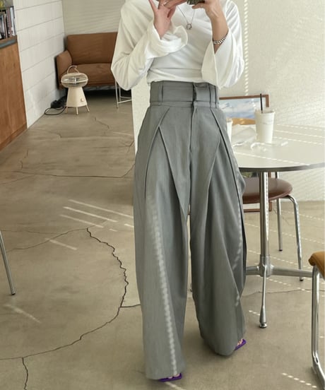 tuck wide slacks / 2color　hm2822