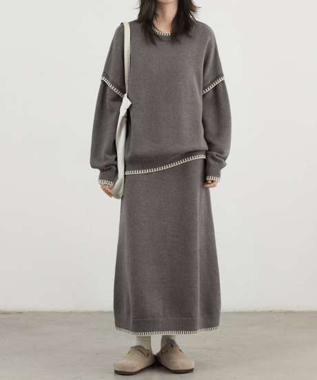 stitch knit set-up / 2color　hm2737