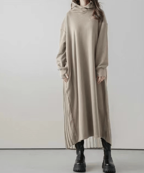 back pleats hoodie dress / 2color　hm2583