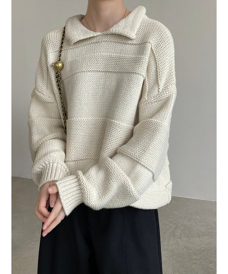 collared cropped knit / 4color　hm2719