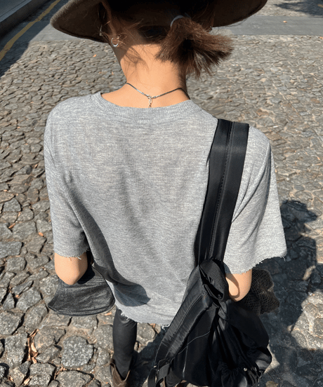 damaged ribbed t-shirt / 3color　hm1303
