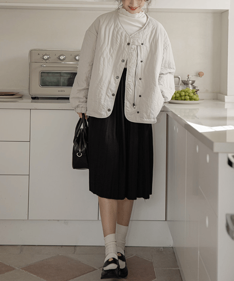 quilted v-neck jacket　hm2707