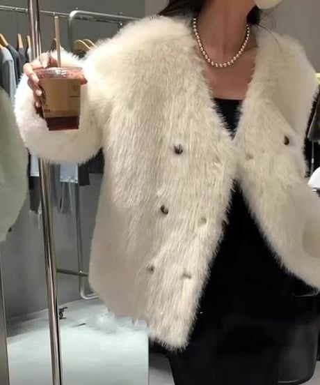 fake fur double coat / 4color　hm1796