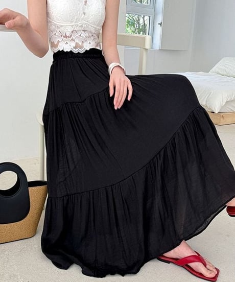 tiered flare skirt / 4color　hm2233