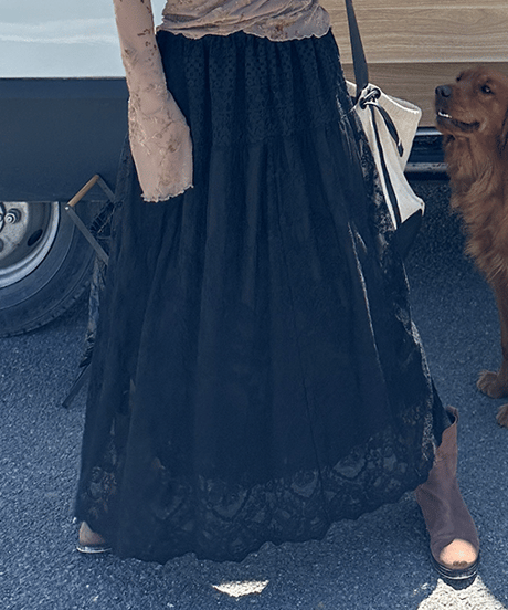 flower lace skirt / 2color　hm1501