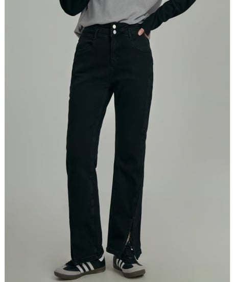 front slit denim flare pants　hm2035