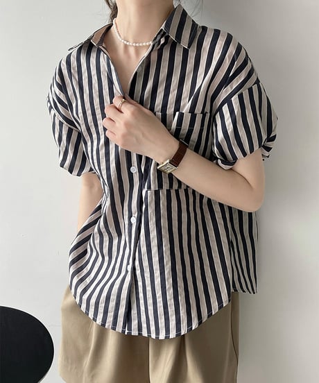 feminine stripe blouse / 2color　hm1478