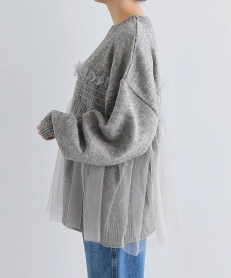 tulle knit top / 3color　hm2640