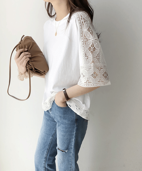 lace sleeve top / 3color　hm2979