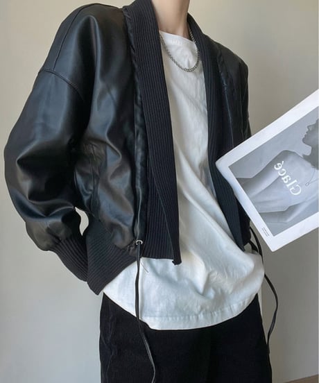 elegant leather jacket / 4color　hm1656