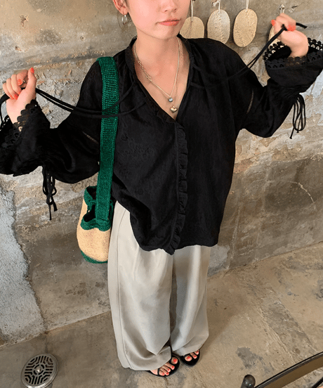 jacquard lace blouse / 2color　hm1918