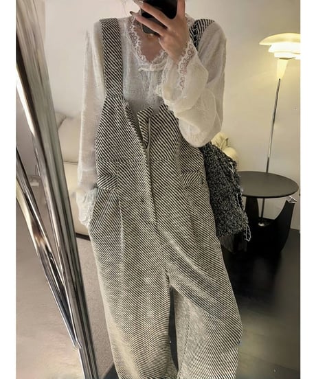 loose wide pants overalls　hm1993