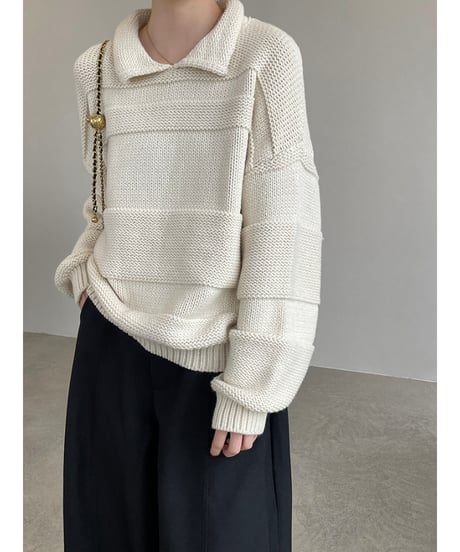 collared cropped knit / 4color　hm2719
