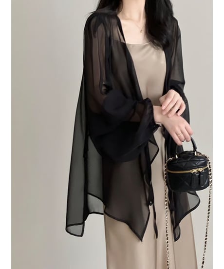 sheer layerd cardigan / 3color　hm2879