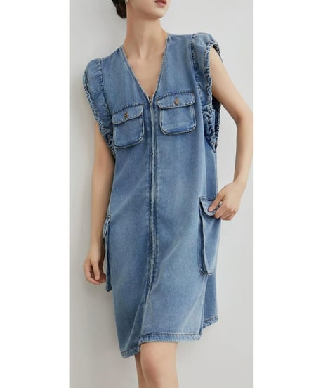 Unique Denim Vest Dress　hm2492
