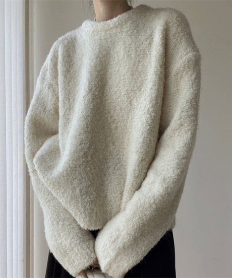 boucle crewneck knit / 6color　hm2770