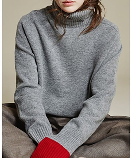 bicolor turtleneck knit / 2color　hm1872