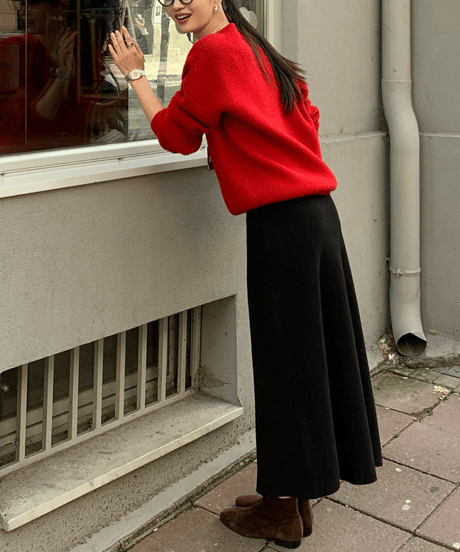 simple v-neck knit / 2color　hm2748