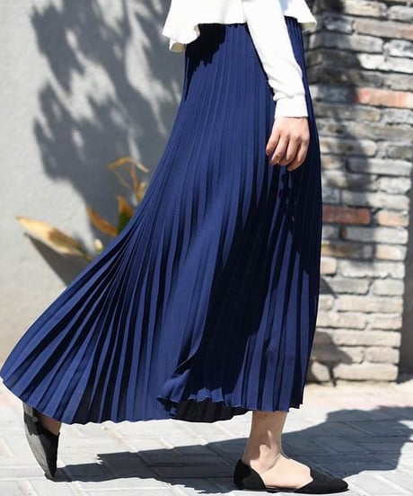 pleated long skirt / 9color　hm2133