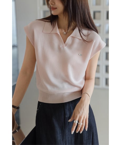 collar knit top / 3color　hm2886