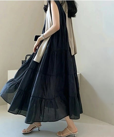 tiered cotton dress / 4color　hm2907