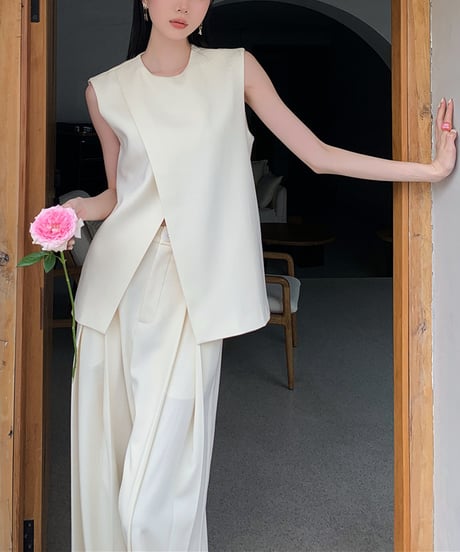 sleeveless top & wide pants suit　hm1406