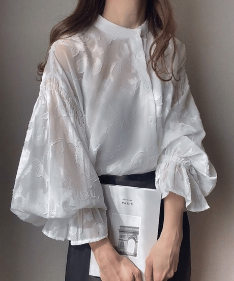 sheer floral blouse / 4color　hm2821
