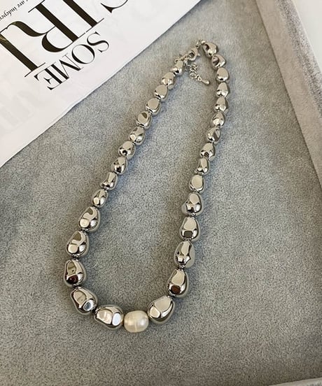 metal & pearl necklace / 2type　hm2039