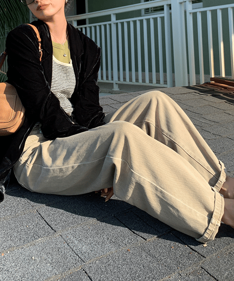 denim wide color pants / 2color　hm1335