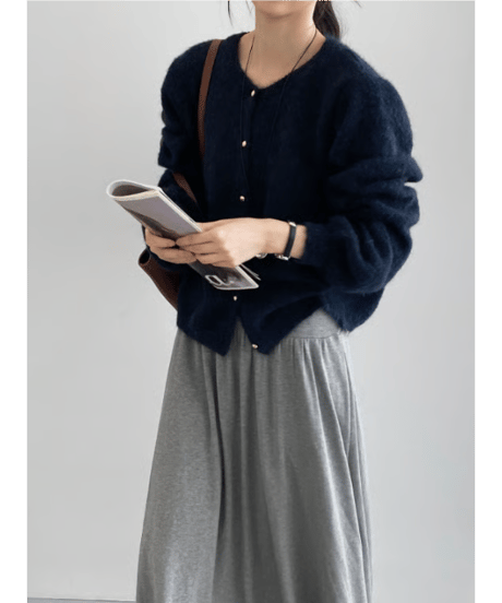 fluffy knit cardigan  / 6color　hm2630
