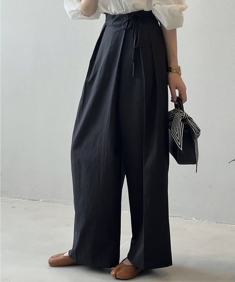 waist ribbon tuck wide pants / 3color　hm1716