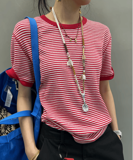relaxed border tee / 2color　hm2351
