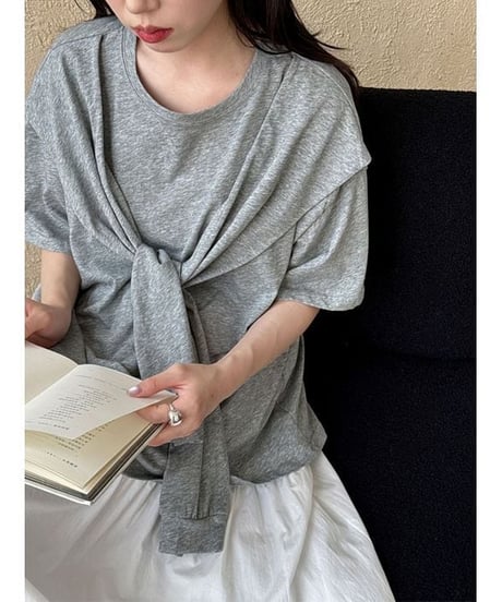 tie detail t-shirt / 3color　hm2273