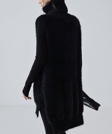 high neck eco fur vest / 2color　hm1822
