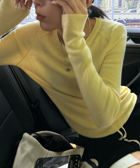 thin simple knit top / 3color　hm1288