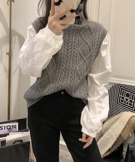 layered vest blouse / 3color　hm1849