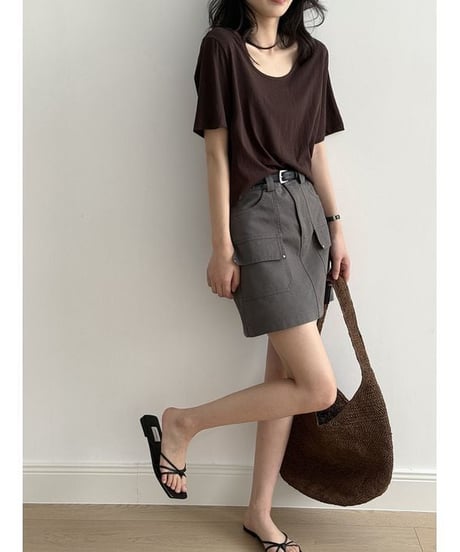 wide neck t-shirt / 6color　hm2280