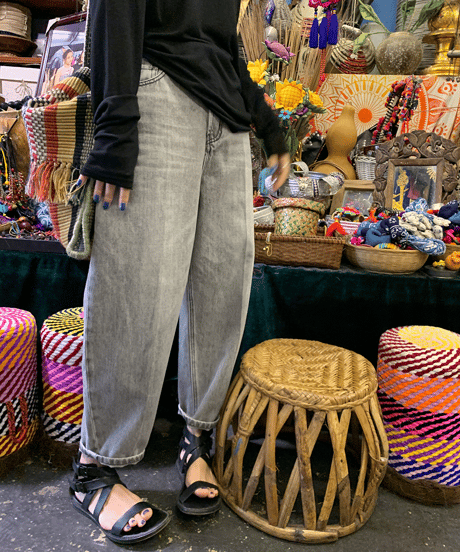 tapered cropped denim pants / 2color　hm1453