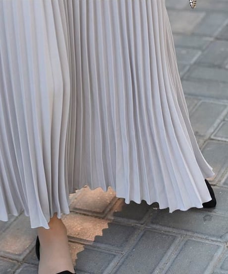 pleated long skirt / 9color　hm2133