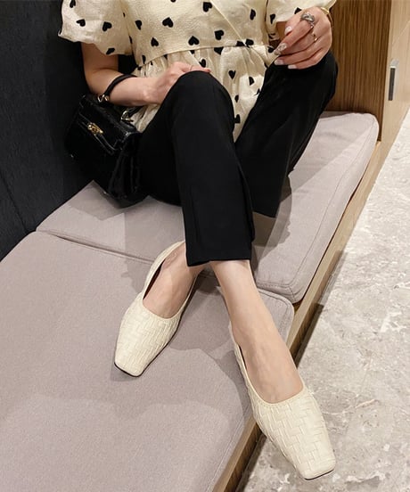 square crochet pumps / 3color　hm1407