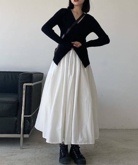 long double flare skirt / 2color　hm2004