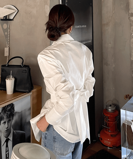 waist back ribbon blouse　hm2853