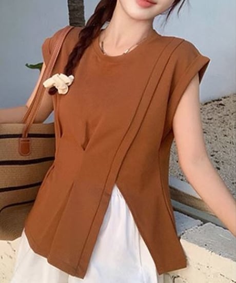 peplum short sleeve top　hm1636