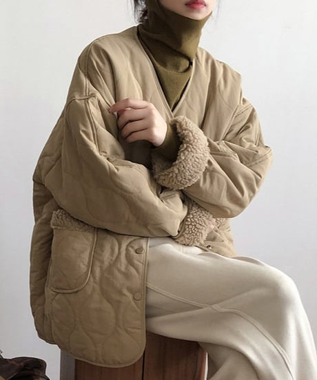 quilting boa coat / 2color　hm2709