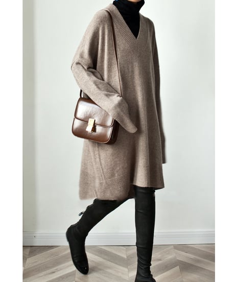 v-neck knit dress / 3color　hm1743